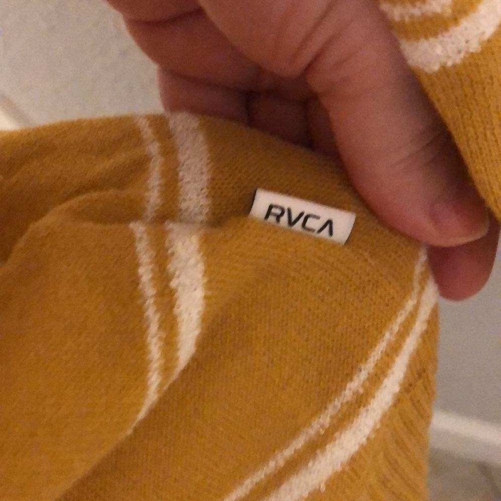 RVCA Mustard Yellow Horizontal Stripe Sweater - Picture 3 of 13